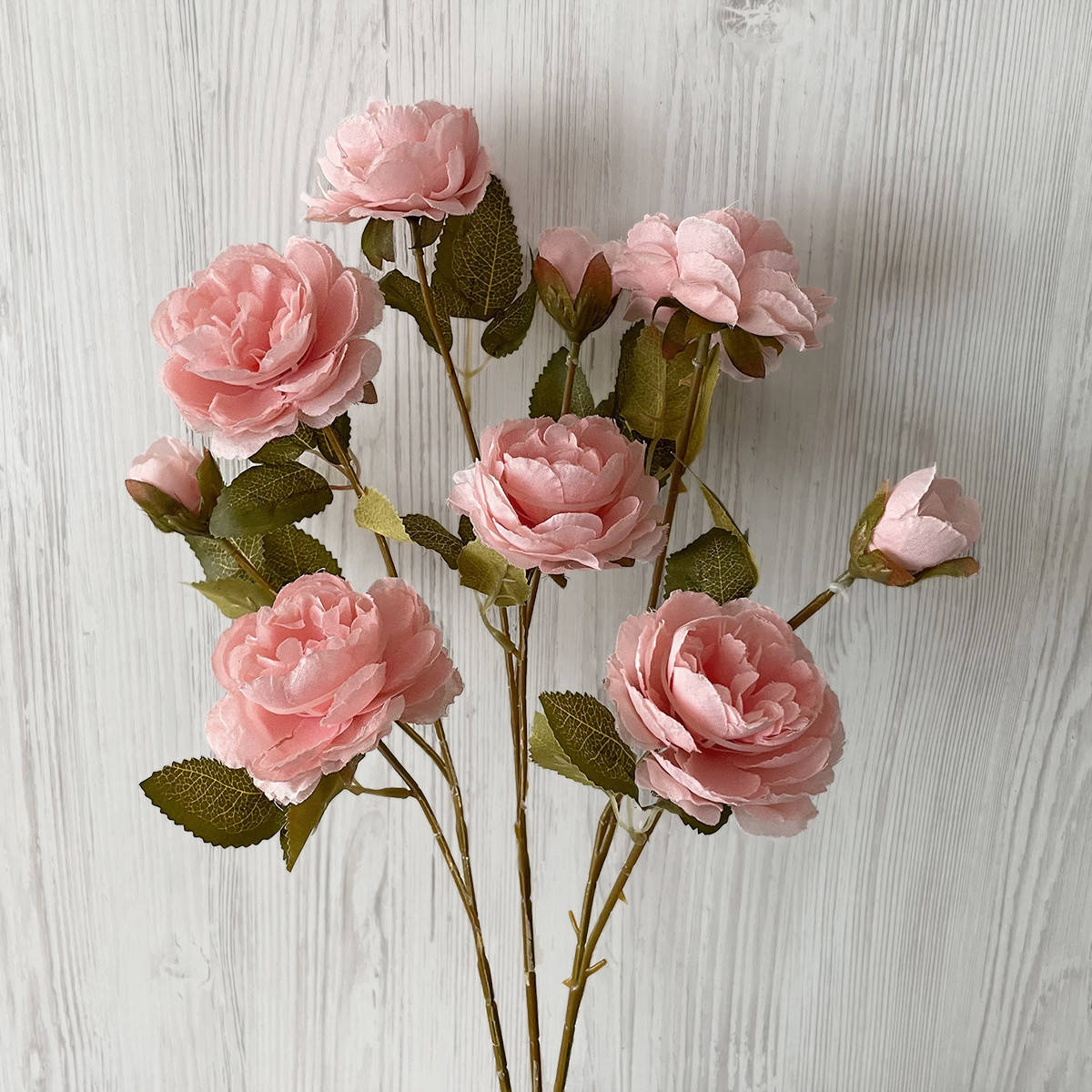 

Ветка искусственной розы тёпло-розовой VR 013, Розовый