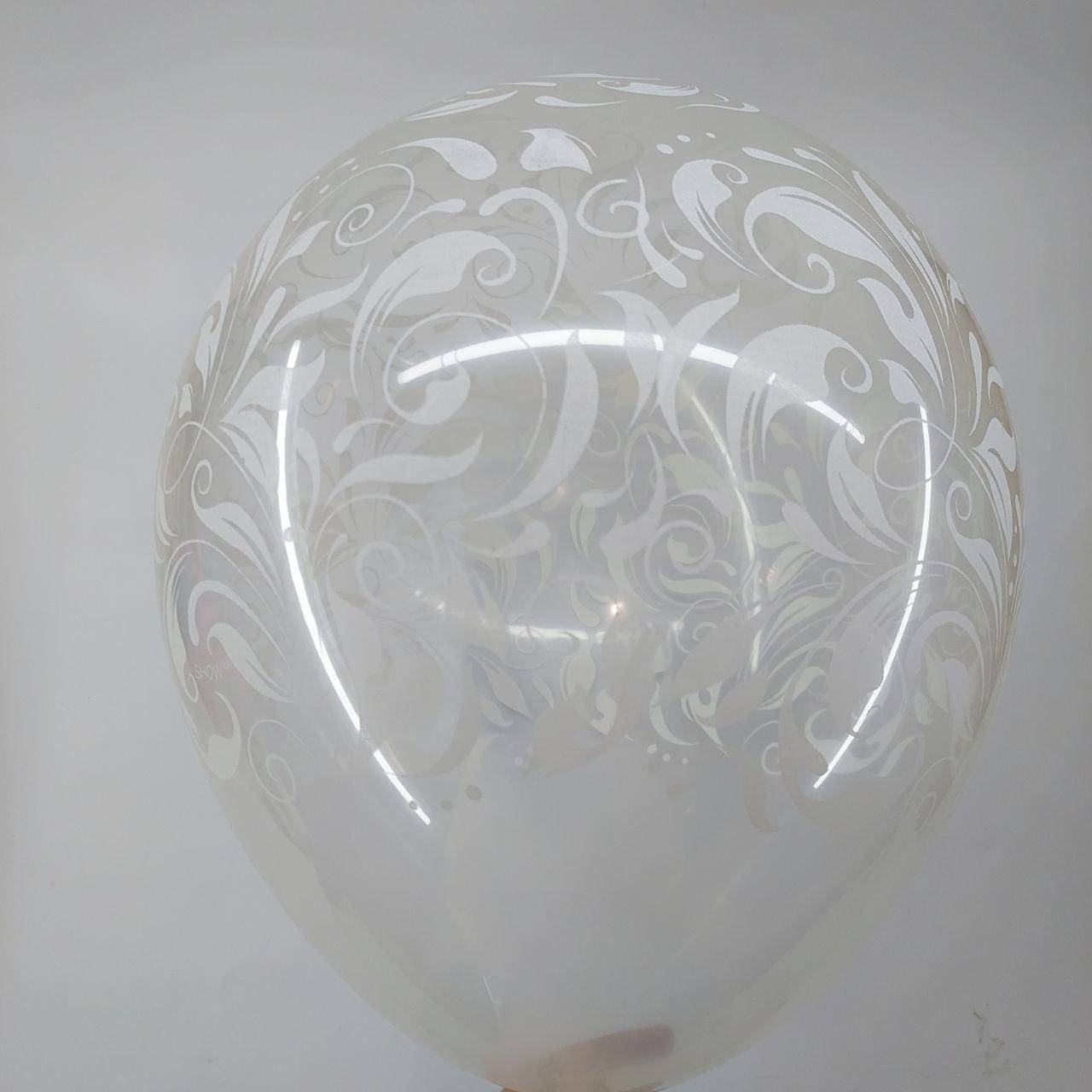 

Латексные шары 12" (30 см) с рисунком Узоры на прозрачном", 10 шт, Разные цвета