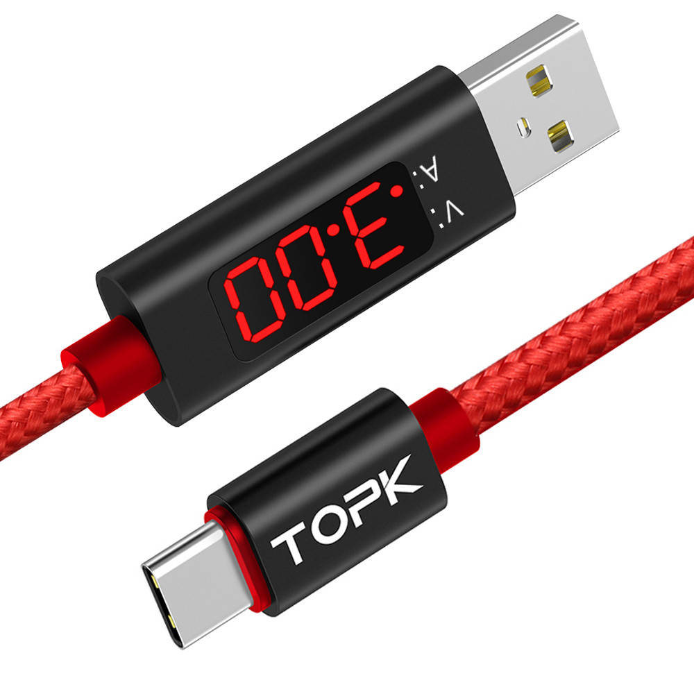 

Зарядный кабель Topk AC27 с разъемом Type-C Красный, Черный