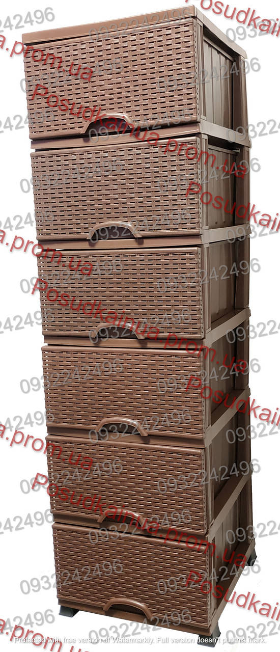 

Пластиковый комод Ротанг шоколадный 6 ящиков Elif Wicker 296-4