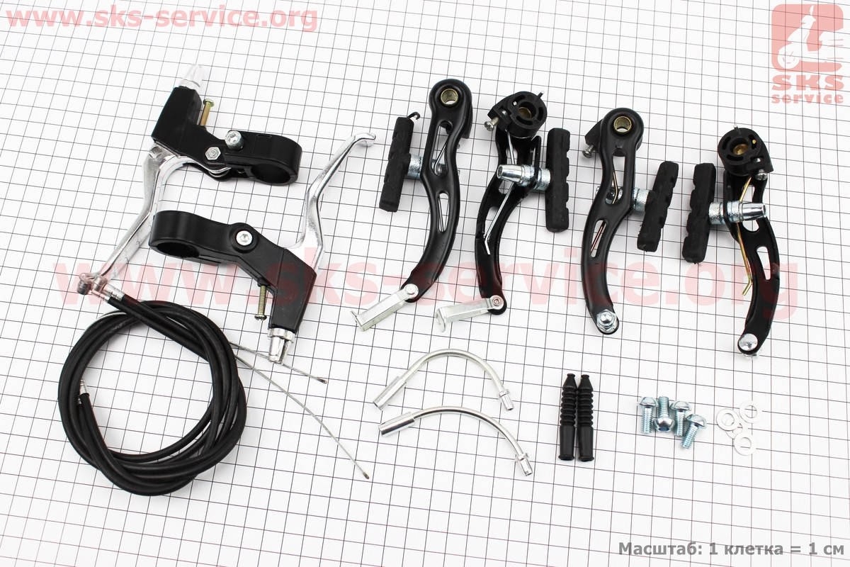 

Тормоз V-brake задний+передний в сборе 110мм, рычаги+троса, черные (411296)