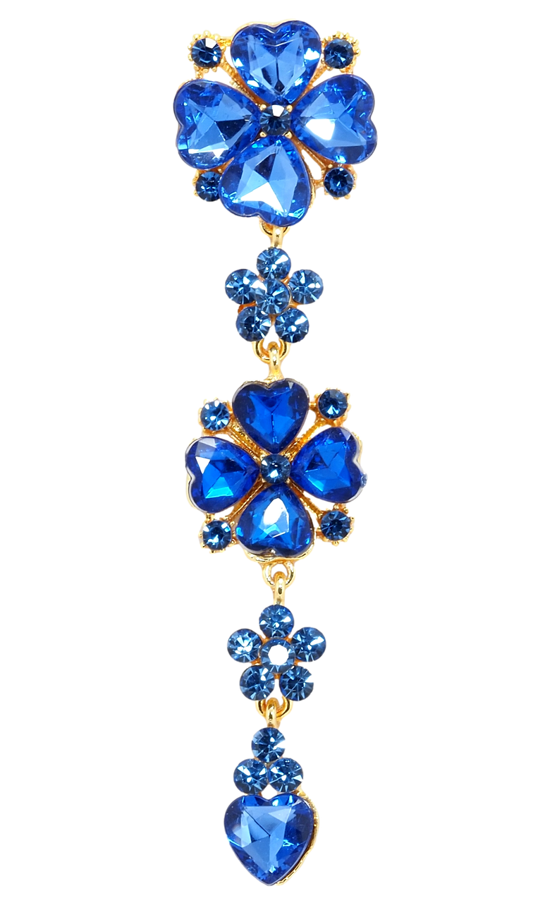 

Брошь "Цветочная подвеска с синими стразами"