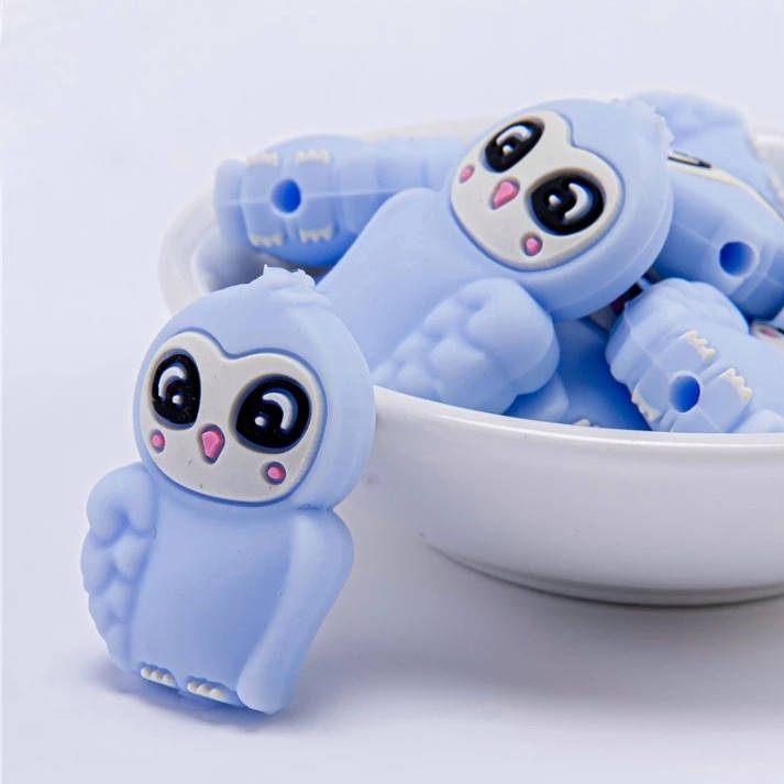 

Совушка бусина силиконовая Голубой беби блю