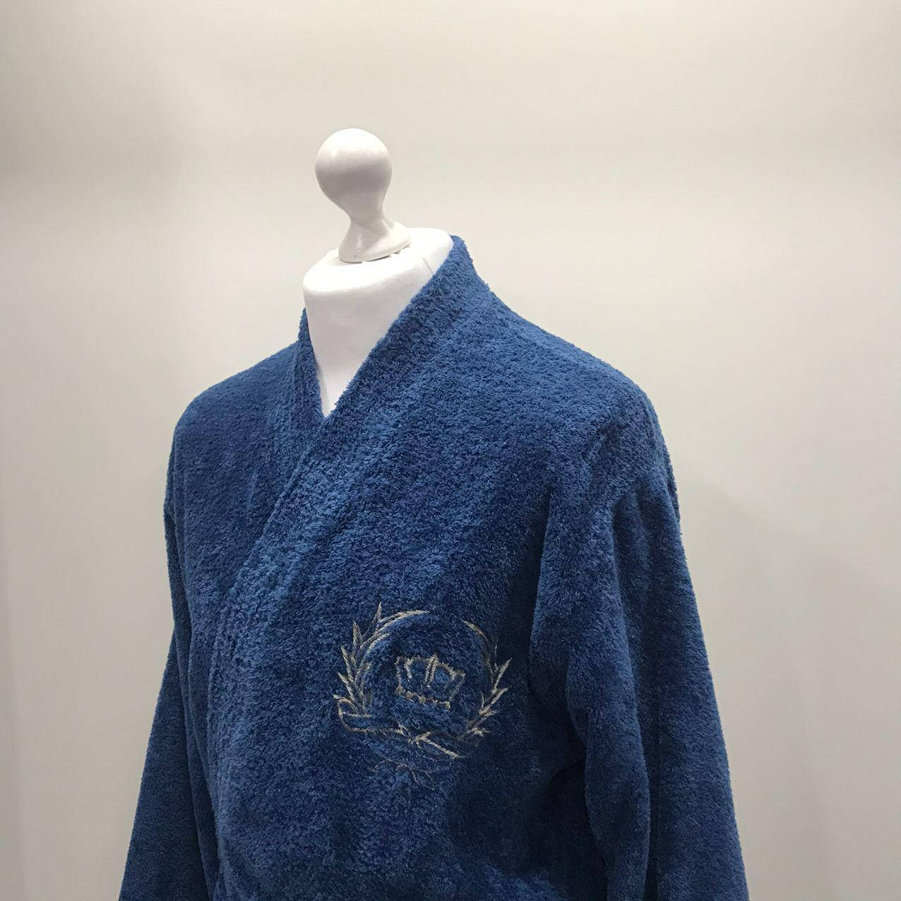 

Махровый мужской халат 100% хлопок темно синий 54 размер