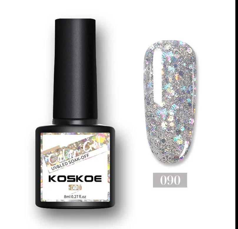 

8мл. Гель лак Color Gel Koskoe УФ UV, для маникюра, ногтей под лампу Блестки 090
