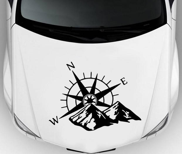 

Полосы наклейки на капот 3D TUNING STUDIO Компас 600х450х0.060мм, Черный