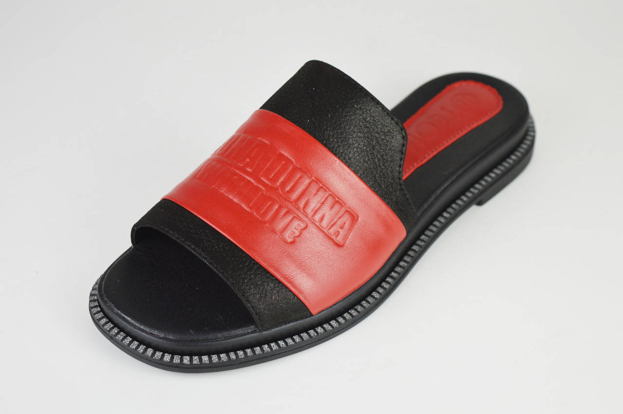 

Шлепанцы женские кожаные красные Teona 122 размер 38