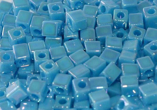 

Miyuki Square Beads 4 мм SB0482 Opaque Turquoise Blue AB