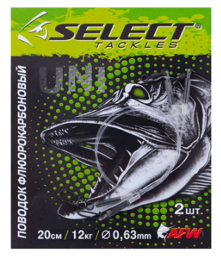 

Поводок Select флюорокарбон 20см 12кг (2шт/упак), Белый