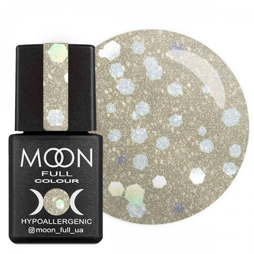 

Гель-лак Moon Full №328 сріблясто-золотий з різнокольоровим глітером, 8ml