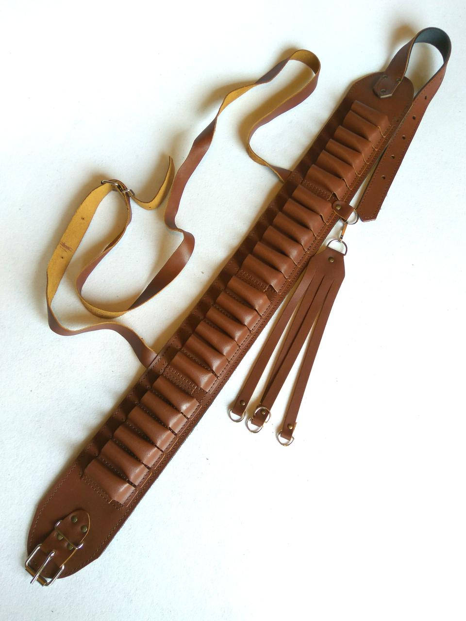 

Патронташ кожаный открытый на 24 патр.(для 12,16к)"Подарочный", Черный