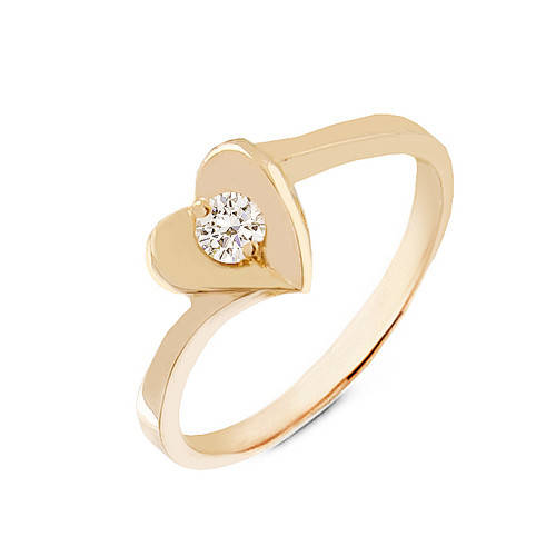 

Золотое кольцо сердце с бриллиантом 0.15 карат