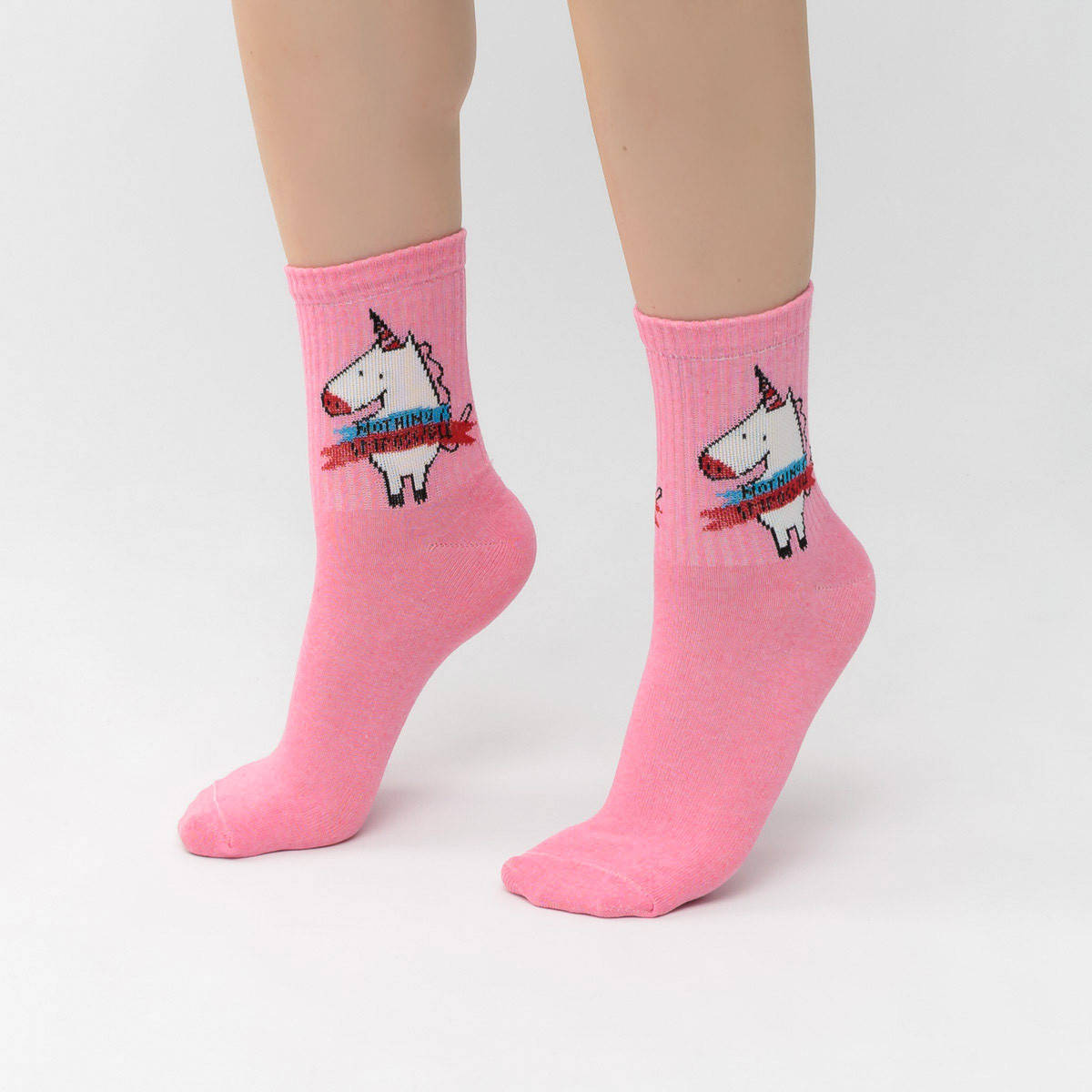 

Женские носки с принтом "Единорог" розовые (размер 36-40), Розовый