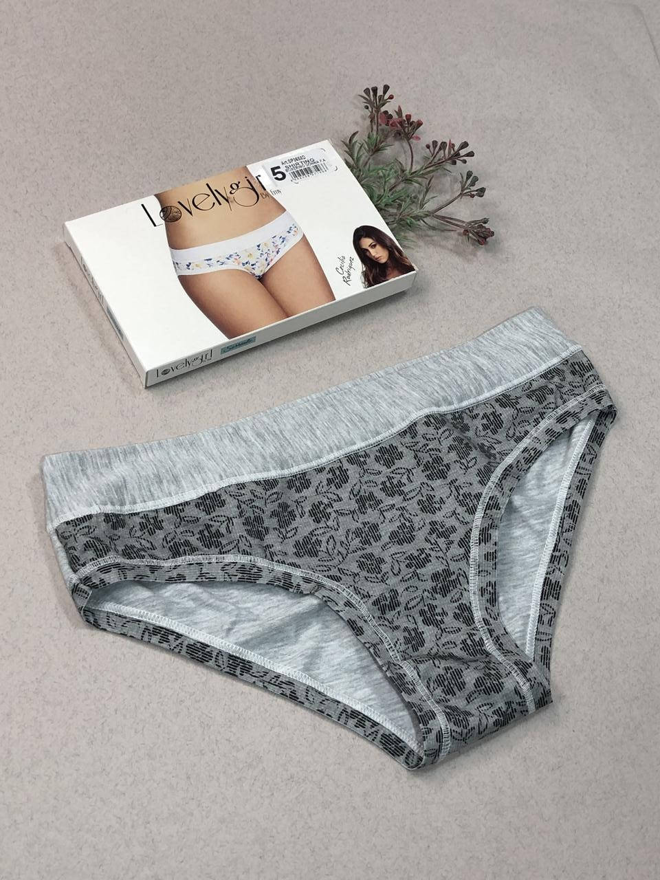 

Трусы-слип хлопковые Lovelygirl 3439 3(M) Серый меланж