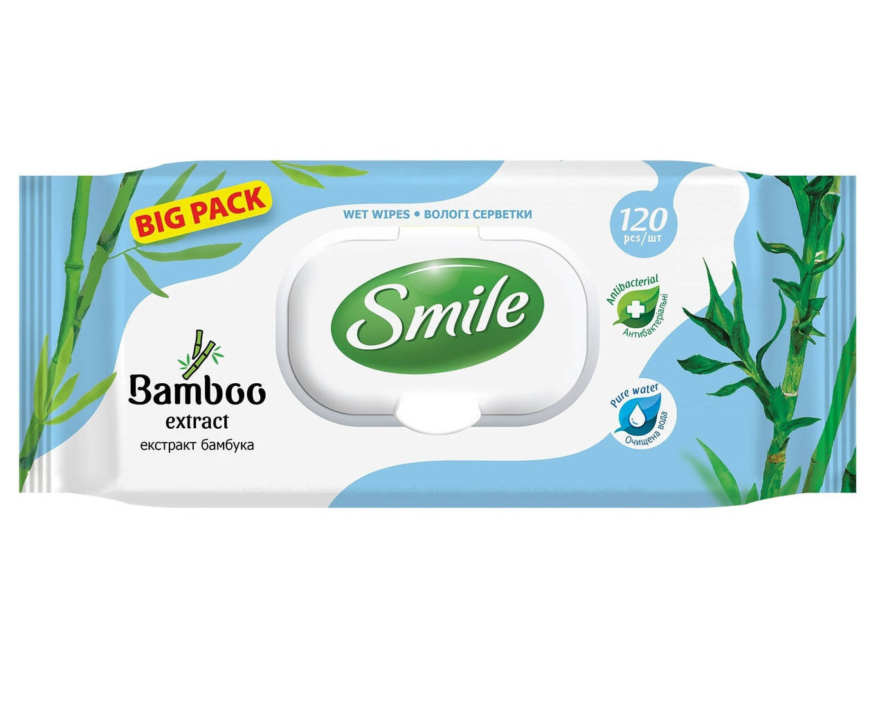 

Влажные салфетки Smile с экстрактом бамбука – 120 шт