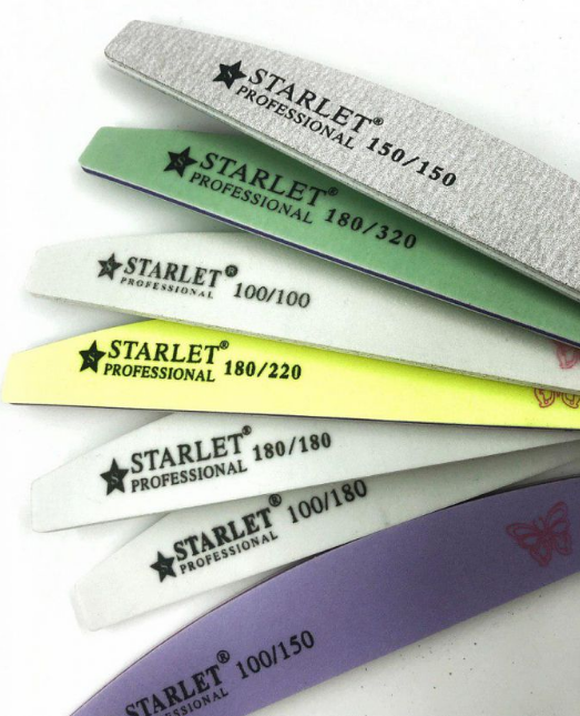 

Пилка для ногтей Starlet Professional PET 100/100, полукруг,белая
