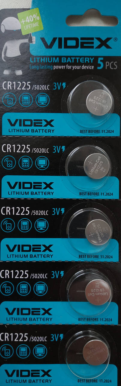 

Батарейка литиевая Videx CR1225 5pcs BLISTER CARD
