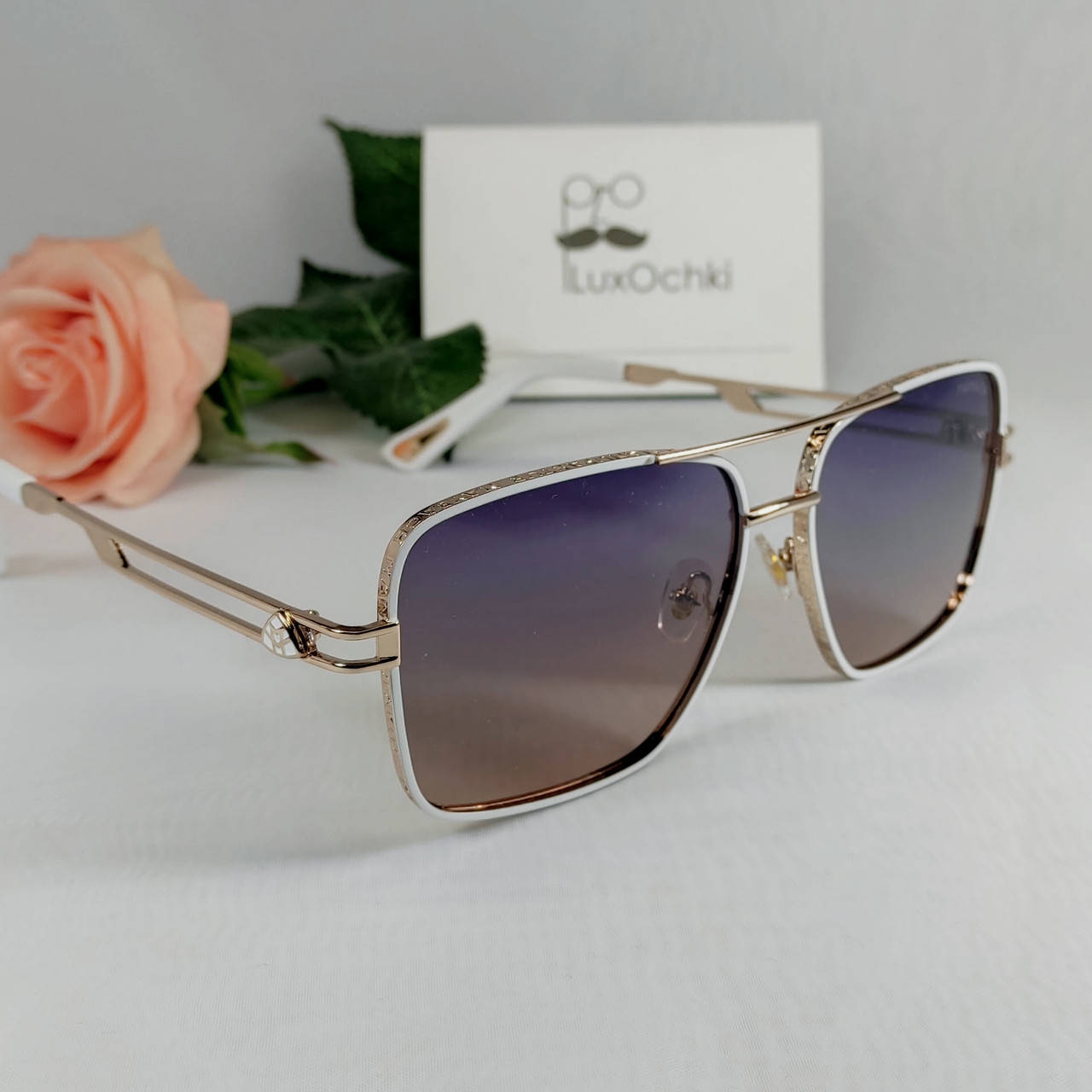 

Очки мужские солнцезащитные Maybach поляризованные квадратные белый, коричнево голубой