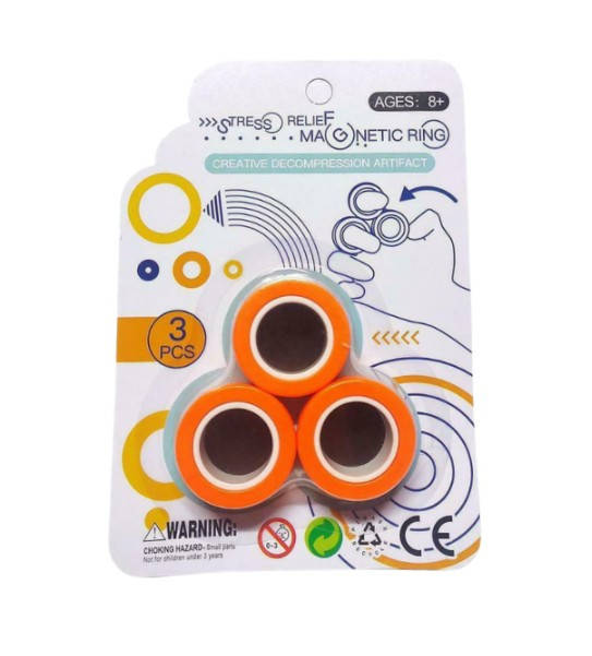 

Магнитные вращающие кольца антистресс Stress Relief Magnetic Rings Оранжевые