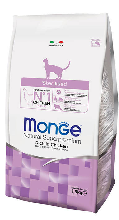 

Monge (Монж) Sterilised Rich in Chicken корм для стерилизованных кошек, 10 кг