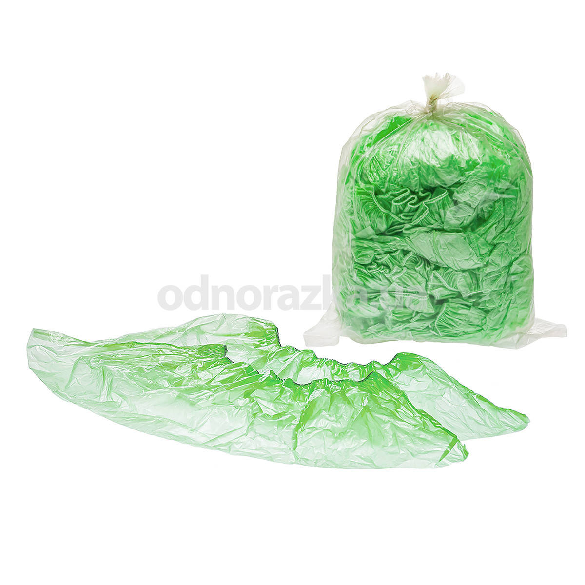 

Одноразовые бахилы из полиэтилена 3 гр, зеленые, 100 шт, Зелёный