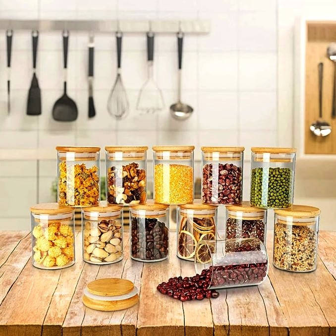 

Стеклянная банка для хранения с бамбуковой крышкой 950 мл, Прозрачный