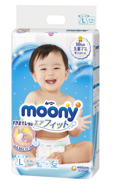 

Подгузники японские Moony (Муни) L (9-14) 54шт