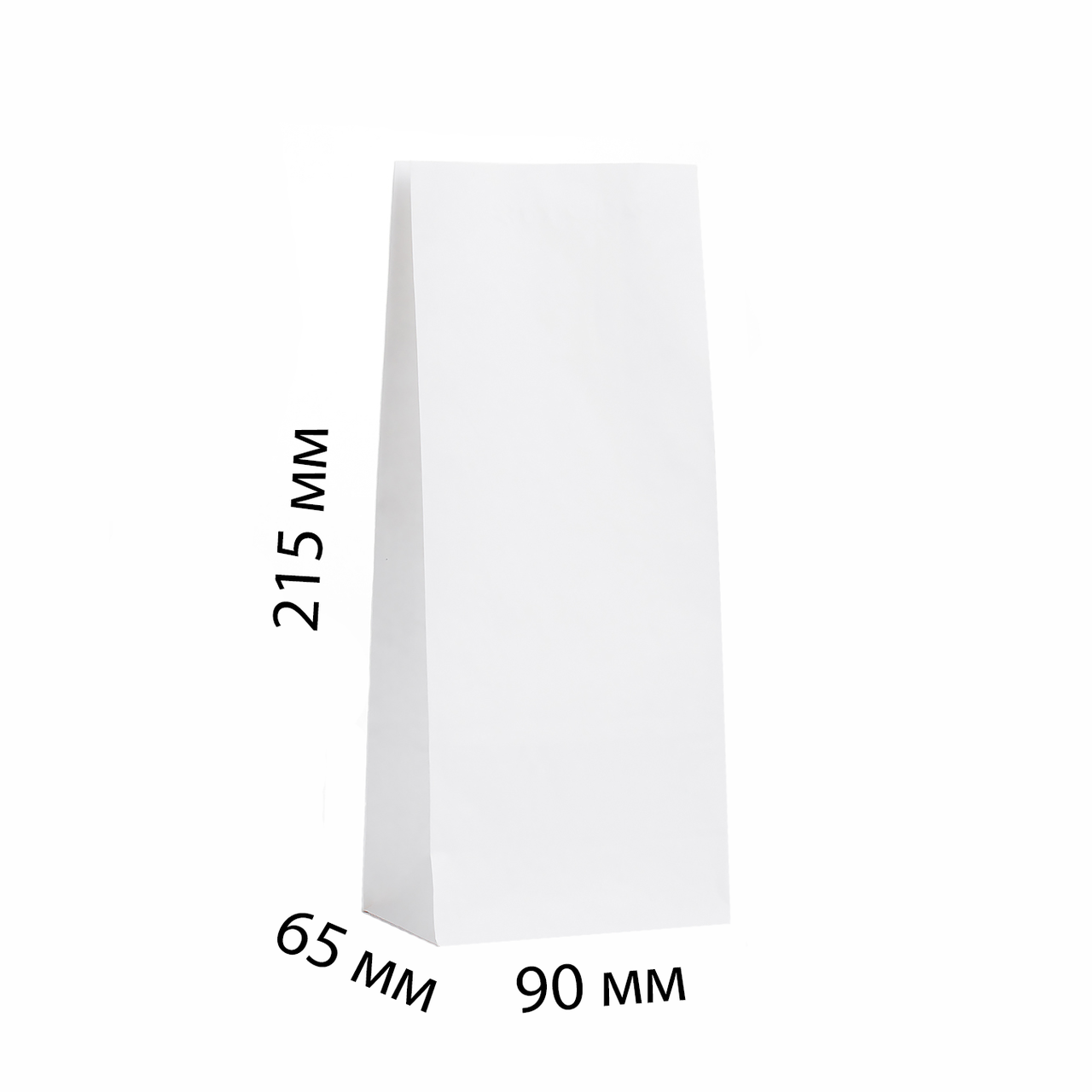 

Бумажный пакет с дном 90*65*215 (80 г/м2), белый