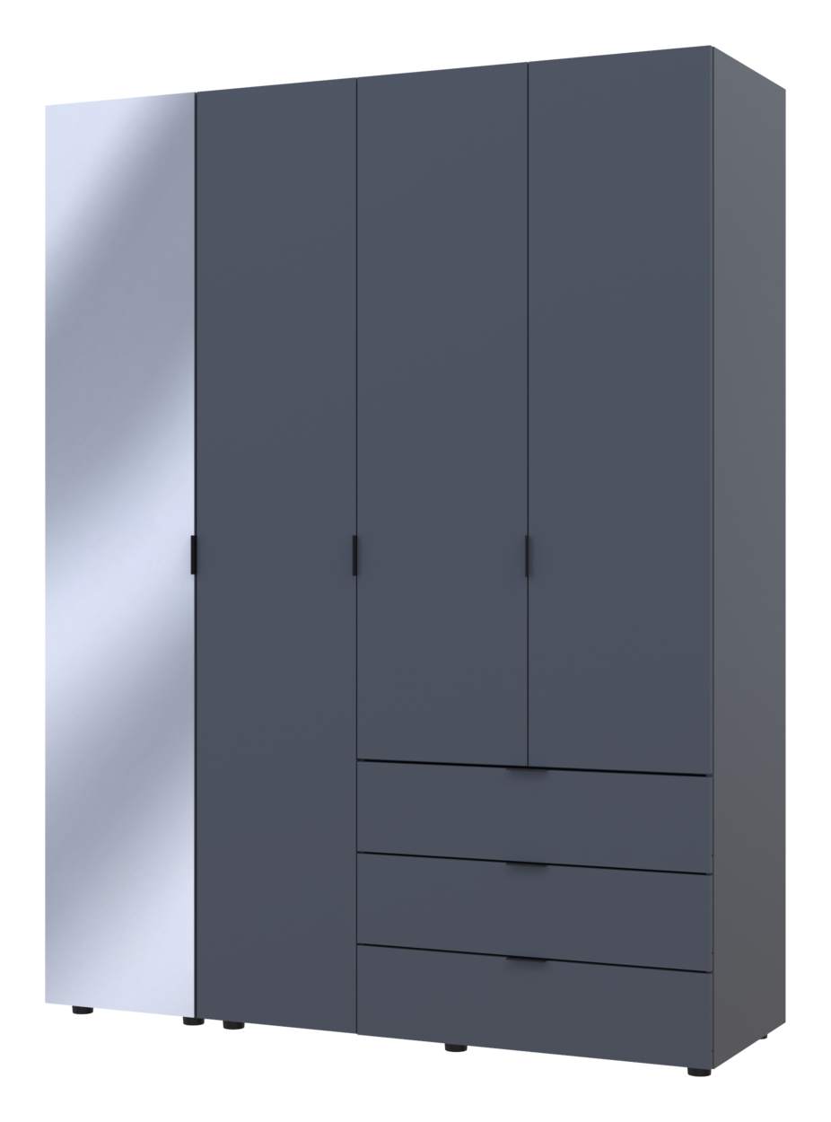 Шафа для одягу Doros Гелар Графіт 3ДСП/Дзеркало 155х49.5х203.4 (42002158)