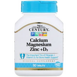 

Витамины и минералы 21st Century Calcium Magnesium Zinc +D3 (90 таблеток.)