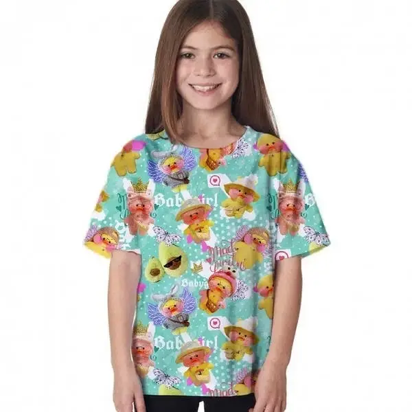 

Стрейч кулир принт "Уточки Лала Фанфан на мяте" - 180см. (диджитал)