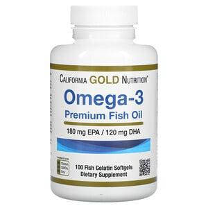 

Омега-3, рыбий жир премиум-класса, Omega-3 Premium Fish Oil California Gold Nutrition, 100 капсул