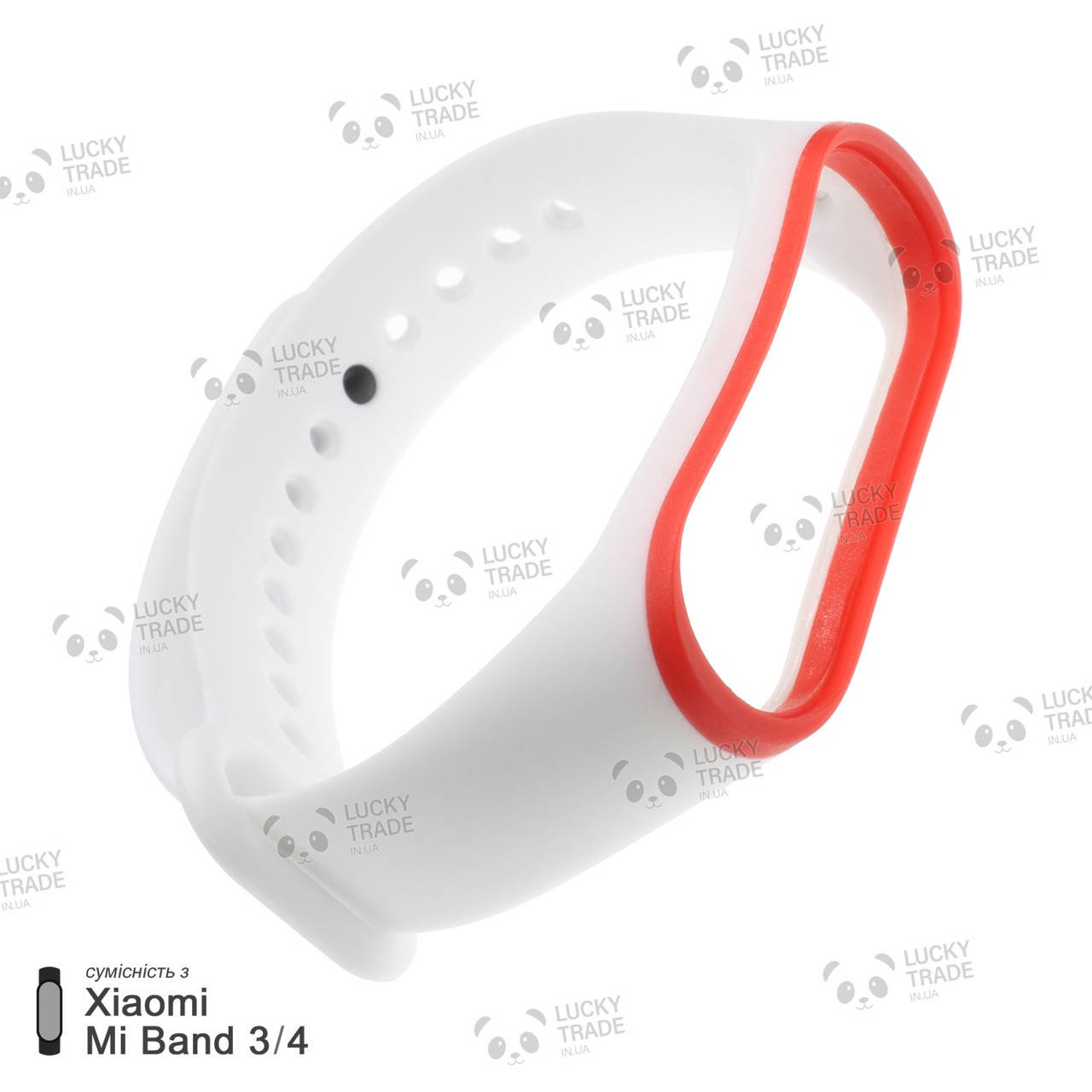 

Ремешок Xiaomi Mi Band 4 / 3 силиконовый двухцветный браслет с рамкой Белый / Красный [2176]