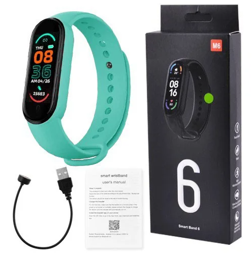 

Фитнес браслет FitPro Smart Band M6 зеленые умные смарт часы-трекер, пульсометр на андроид и iOS М6