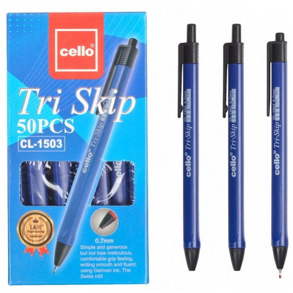 

Ручка шариковая масляная автоматическая "Cello" серии "Tri Skip" CL-1503, синяя