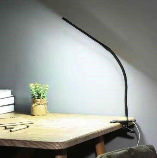 

Гнучка настільна лампа LED 206 на прищіпці, працює від USB, 24 LED, Черный