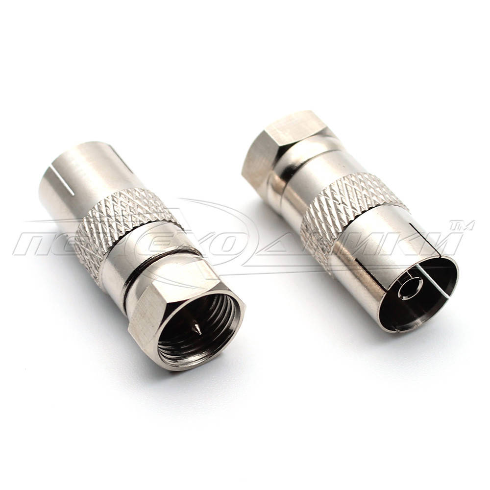 

Переходник антенный штекер F - гнездо TV (металл)