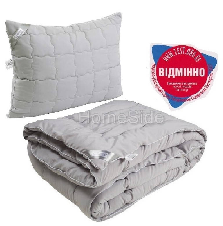 

Комплект Одеяло с Подушкой полуторный 140х205 GREY силикон 200г/м2 демисезонный, Серый
