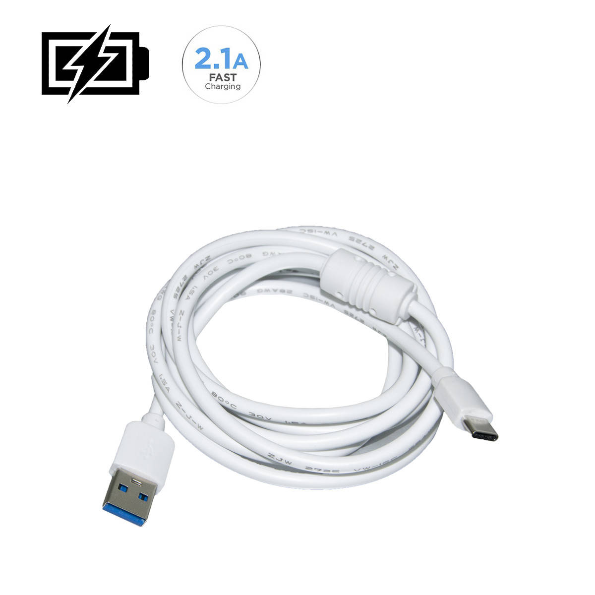 

Кабель для зарядки телефона High Quality Type-C USB-A 2.1А 1.5м кабель синхронизации, шнур провод тайп си (NV), Белый