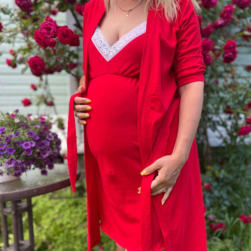 

Халат и ночная рубашка для беременных Луиза, красный