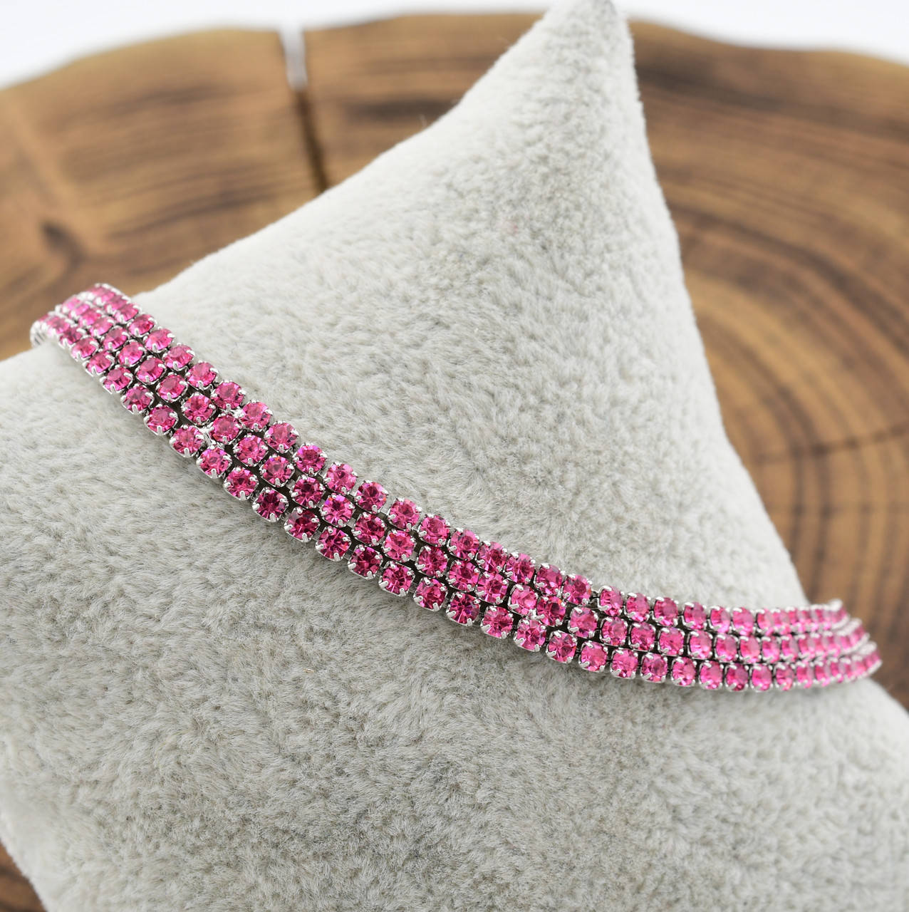 

Браслет Xuping 41736 ширина 6 мм розовые фианиты позолота Белое золото длина 18+2