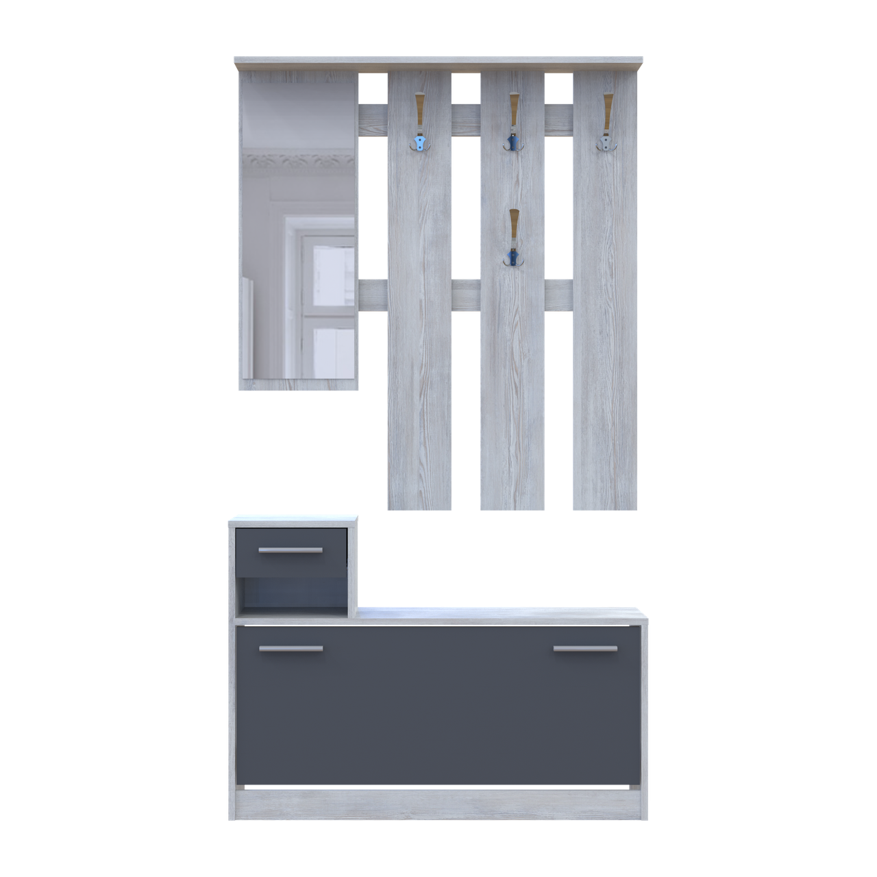 Передпокій Doros Alice Сосна Натті/Графіт 1 дзеркало 100х27х182.9 (44900365) 5