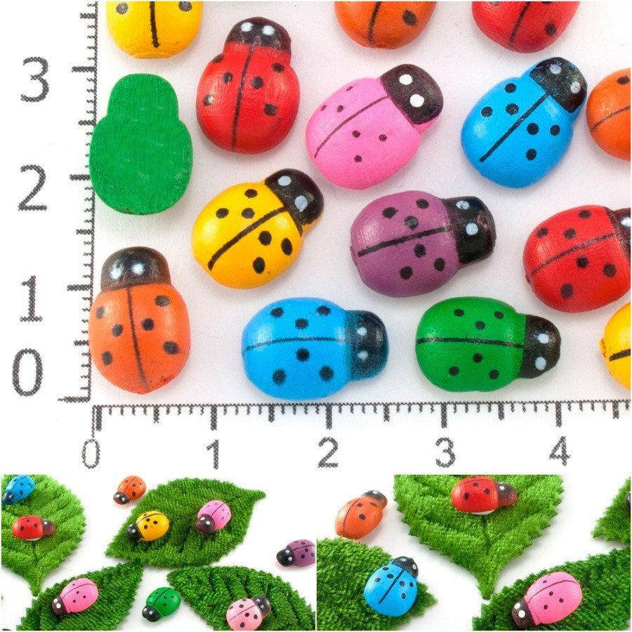 

Полубусины божьи коровки, цвет: микс