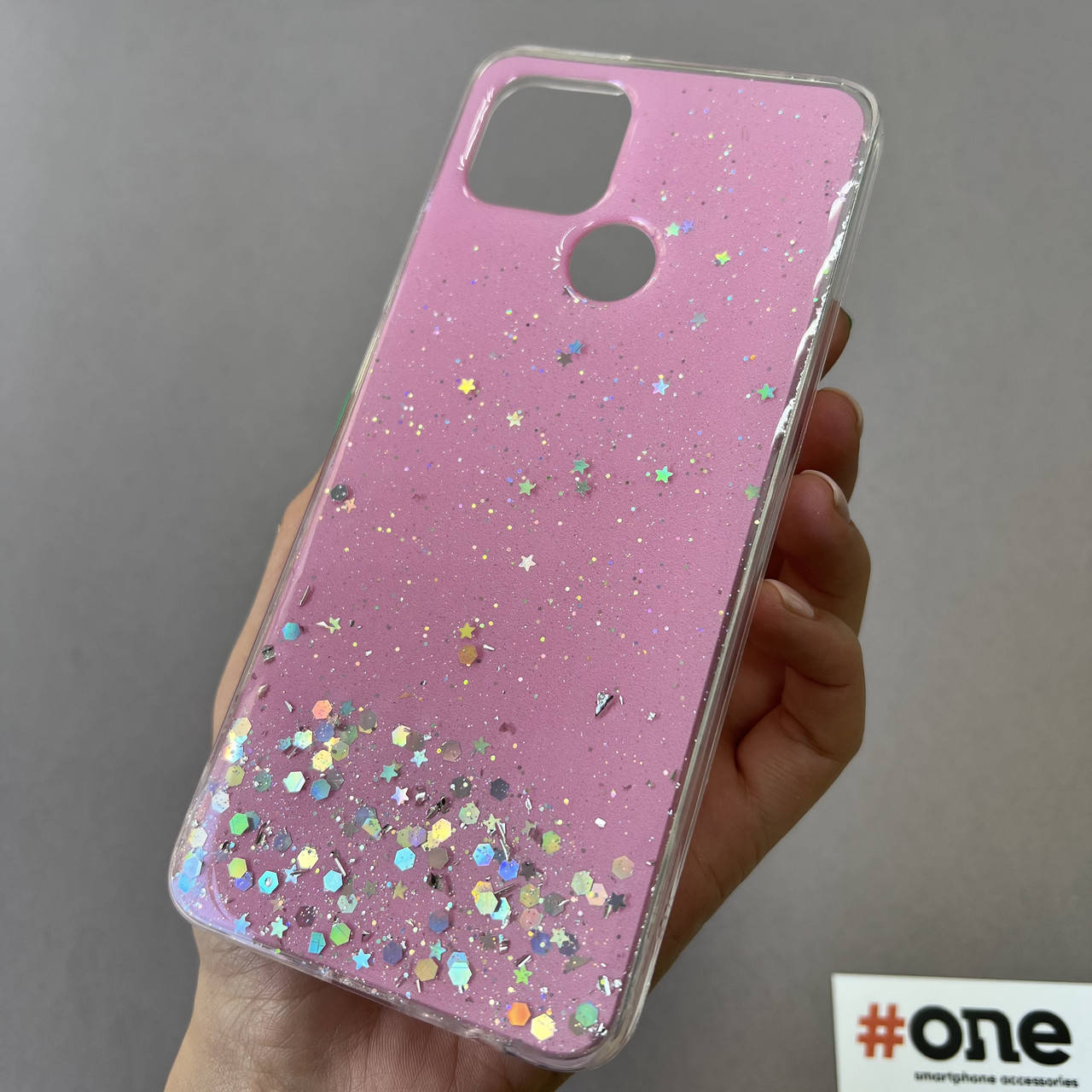 

Чехол для Oppo A15 накладка блестящая со звездочками чехол на телефон оппо а15 розовый R5U
