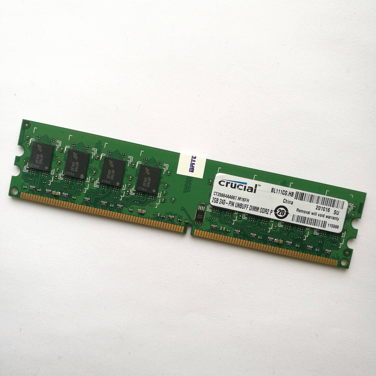 

Оперативная память Crucial DDR2 2Gb 667MHz PC2 5300U 2R8 CL5 Б/У MIX