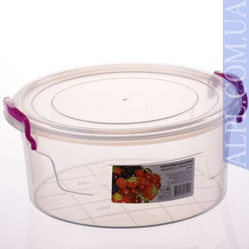 

Контейнер для хранения продуктов с зажимами 0,6л, круглый