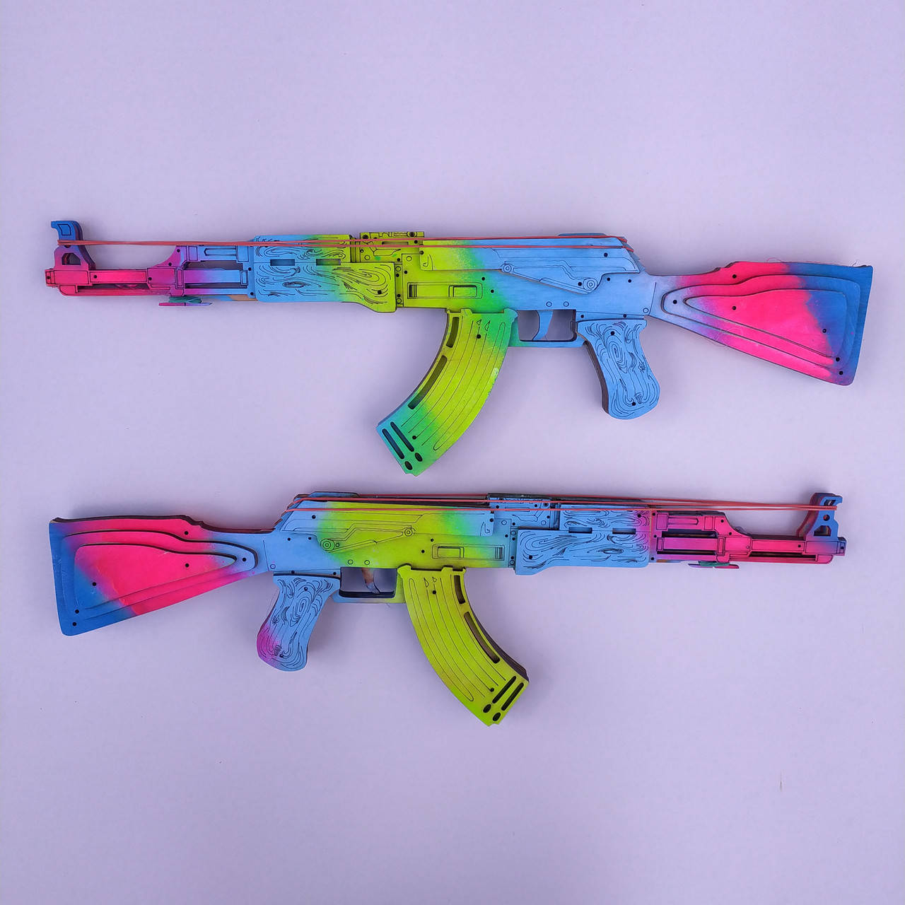 

Деревянный Автомат Калашникова (АК-47) из CS:GO (КС:ГО) Стреляющий Резинками. Цвет: Светлый Градиент.