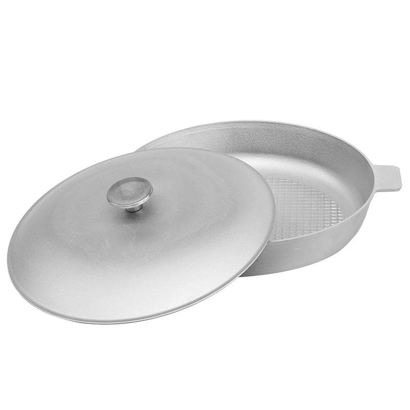 

Сковорода с рифленым дном и литыми ручками и крышкой 300 мм Биол А301