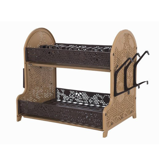 

Коричневая двуярусная сушилка для посуды VIOLET Ажур COFFEE 28*40*38 см