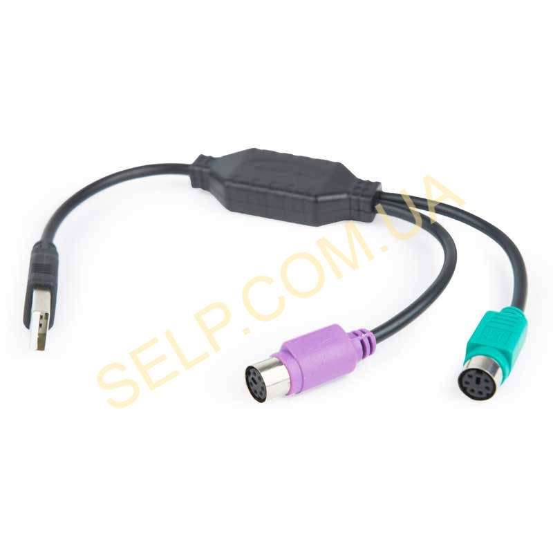 

Перехідник Cablexpert USB to 2 ports PS/2 converter USB A plug/2*MDIN 6F cable 0,3m